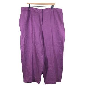 Eileen Fisher Purple Linen Wide Leg Pants Trouser Dress Pants Plus Size 2X